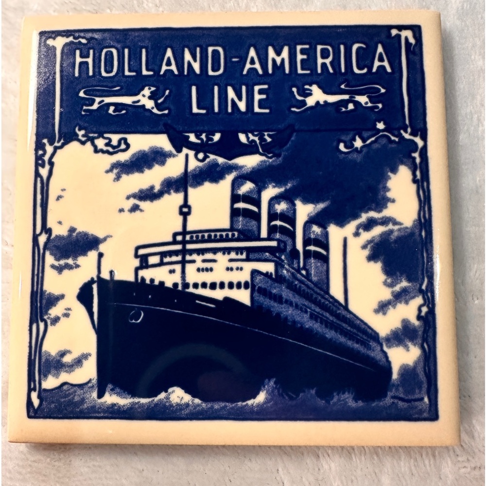Holland America Line Delft Coaster Tile Real Comfort Certificate Of Authenticity
